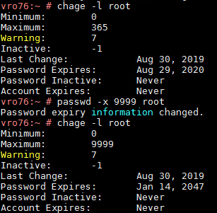 Update root password age